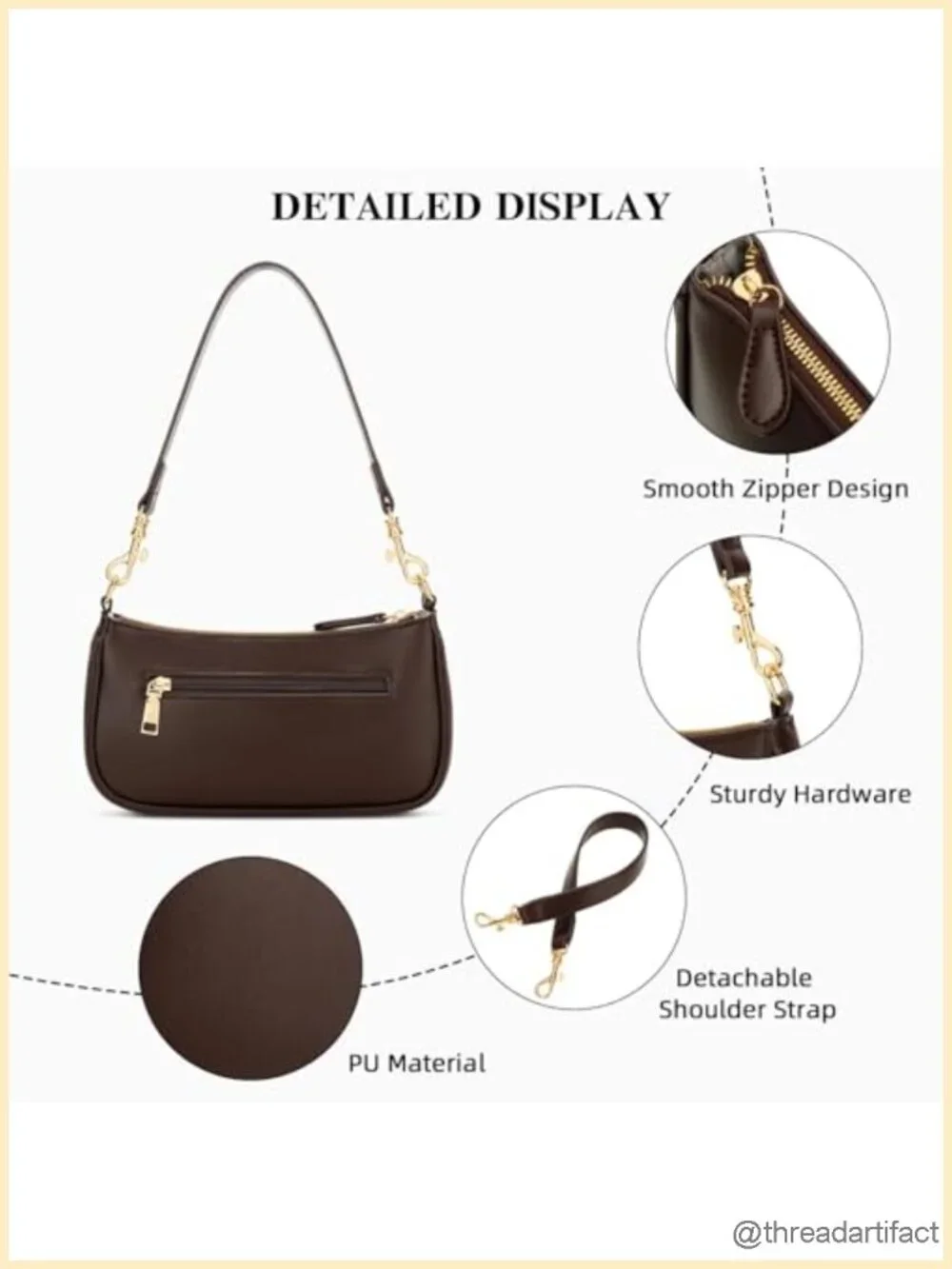 Vegan Leather Mini Shoulder Bag with Removable Strap - Classic Retro Handbag